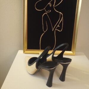 Delightful DKNY Black and Tan Heels